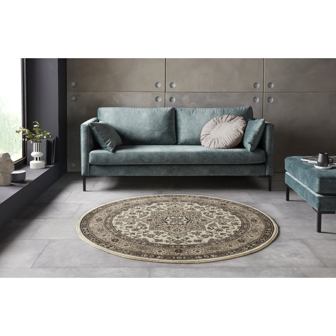 Nouristan Parun Täbriz Machine Woven Beige Indoor Rug Beige Round 160cm